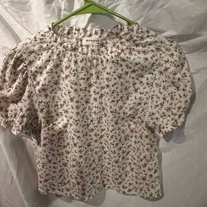 Monteau White Floral Blouse